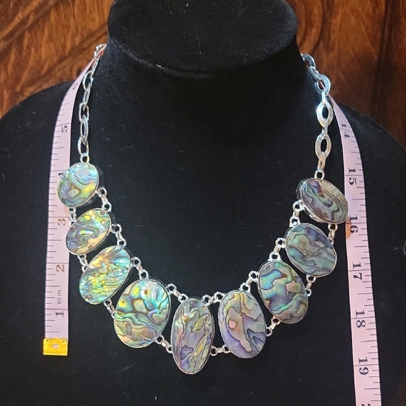 Elegant Sterling Silver 925 Abalone STATEMENT Necklace Gift Or To Keep - Picture 7 of 7